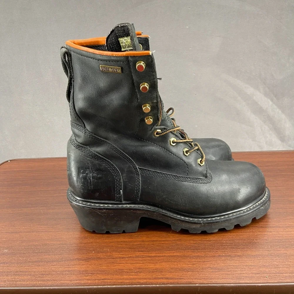 Timberland Pro Gore-Tex Mens US 9 M Work Boot Black Leather Steel Toe Combat